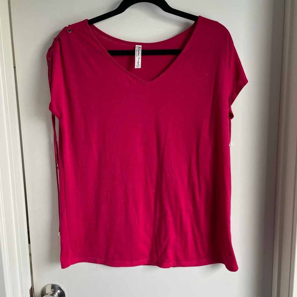 Lace up short sleeve top